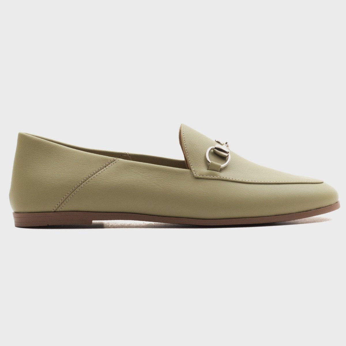 Penny - Olive Green Leather Horsebit Loafers