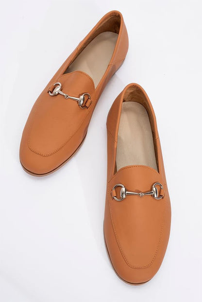 Penny - Orange Leather Horsebit Loafers