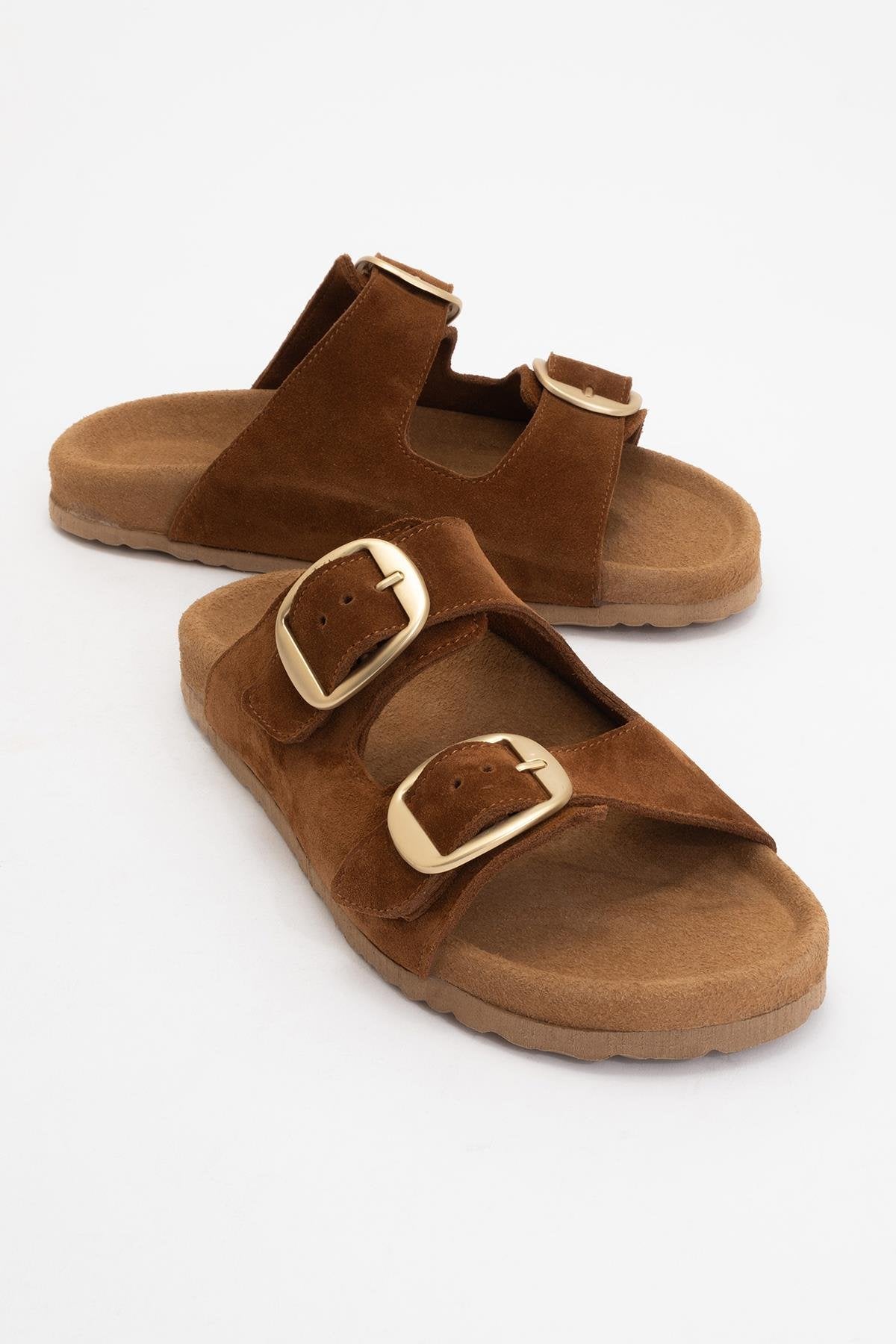 Ovesta - Cognac Brown Suede Leather Slide Sandal (Women)