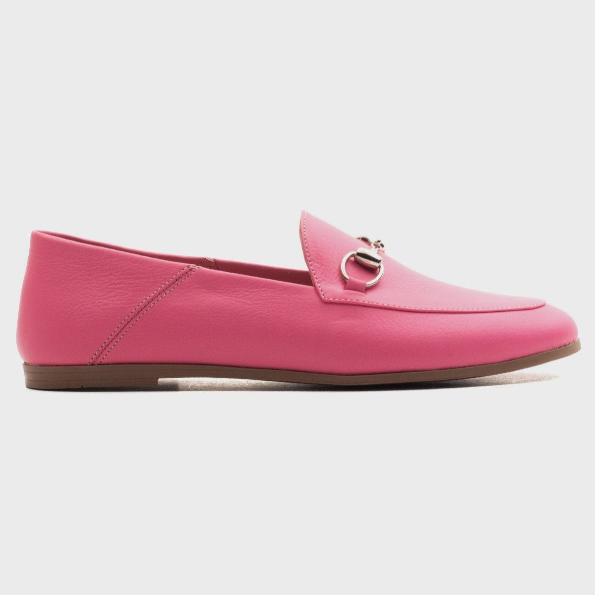 Penny - Pink Leather Horsebit Loafers