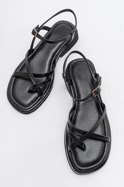 Antas - Black Leather Sandals (Women)