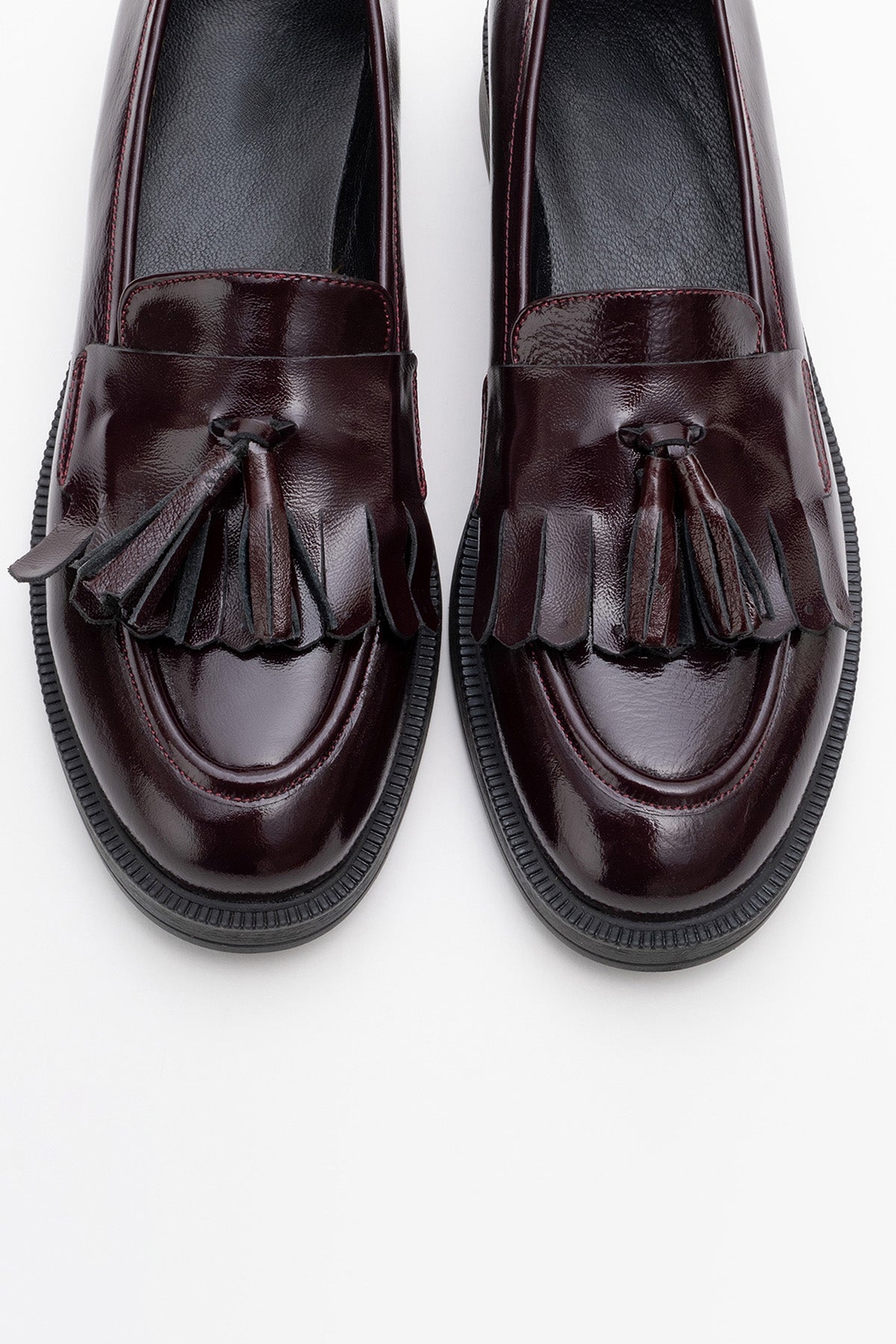 Milly - Burgundy Patent Leather Tassel Loafers