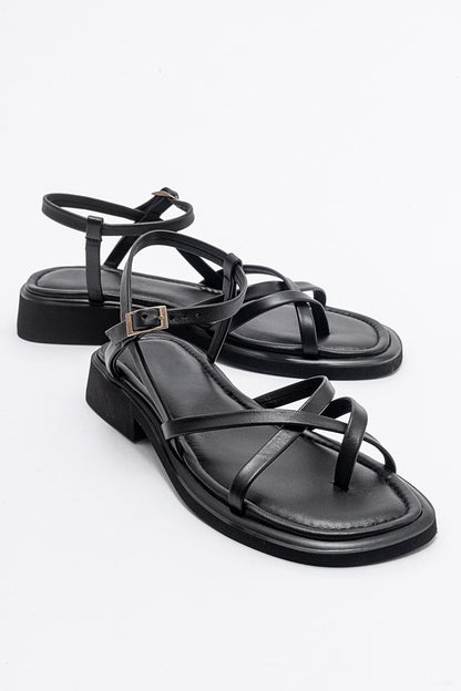 Antas - Black Leather Sandals (Women)