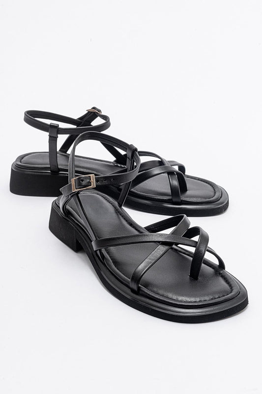 Antas - Black Leather Sandals (Women)
