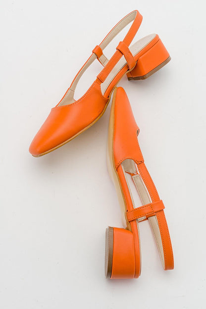 Siena Orange Block Heel Sandal (Women)