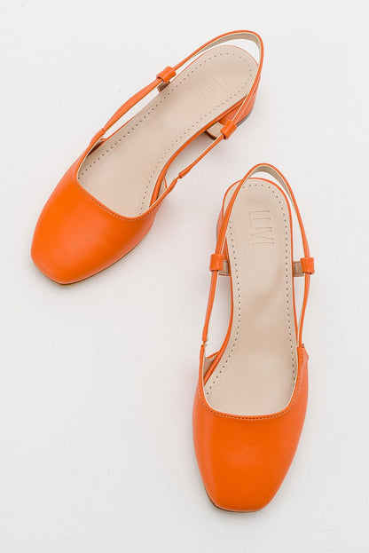Siena Orange Block Heel Sandal (Women)