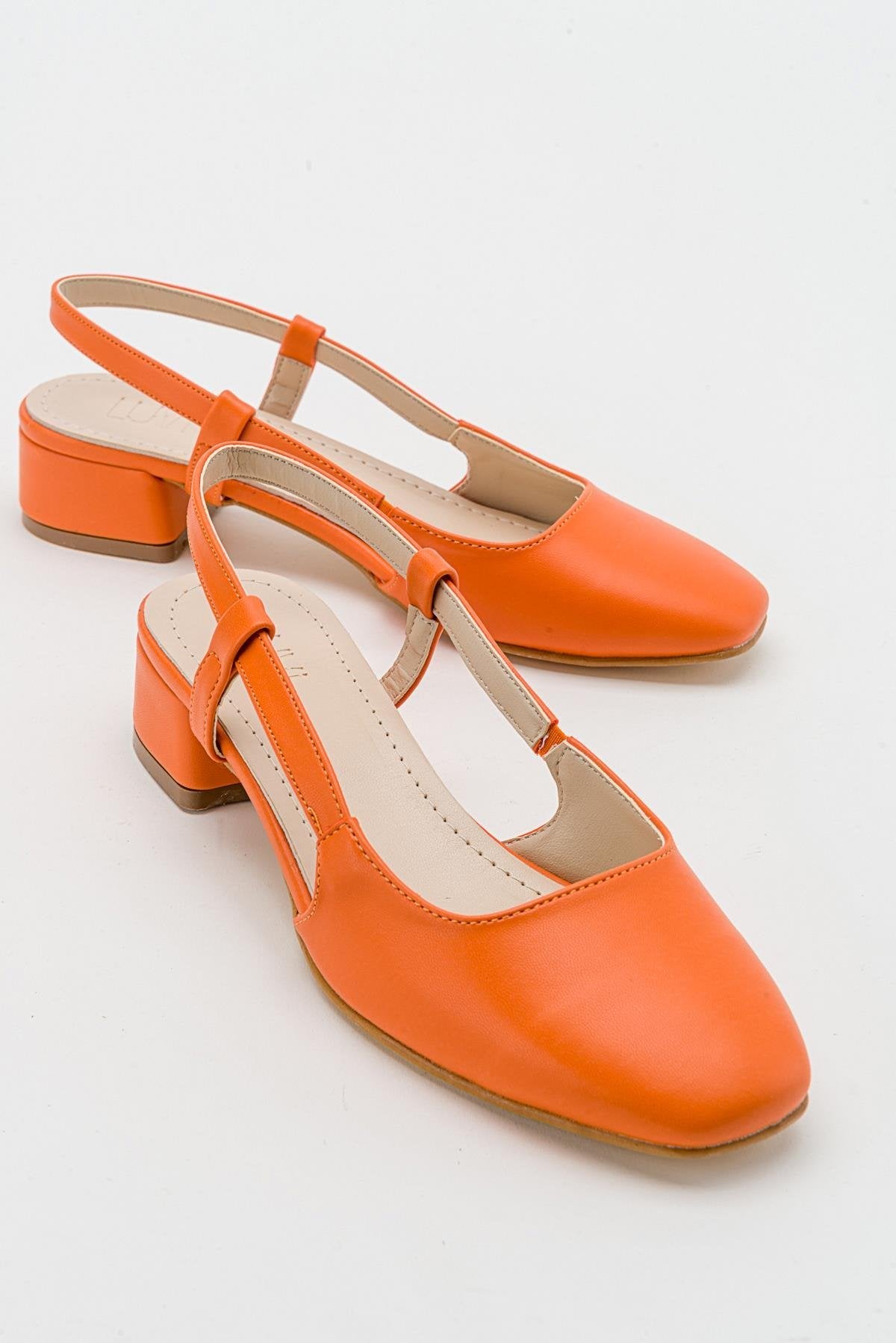 Siena Orange Block Heel Sandal (Women)