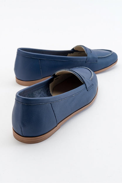 Dorothy - Navy Blue Leather Loafers