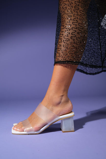 Elara White Transparent Strap Sandal (Women)