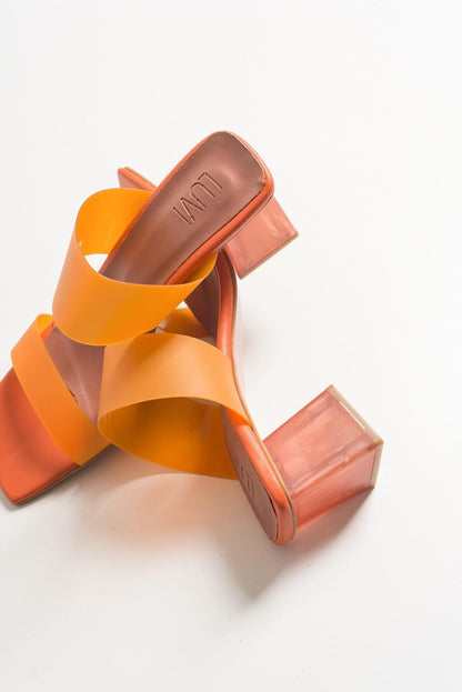 Elara Orange Transparent Strap Sandal (Women)