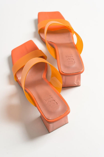 Elara Orange Transparent Strap Sandal (Women)
