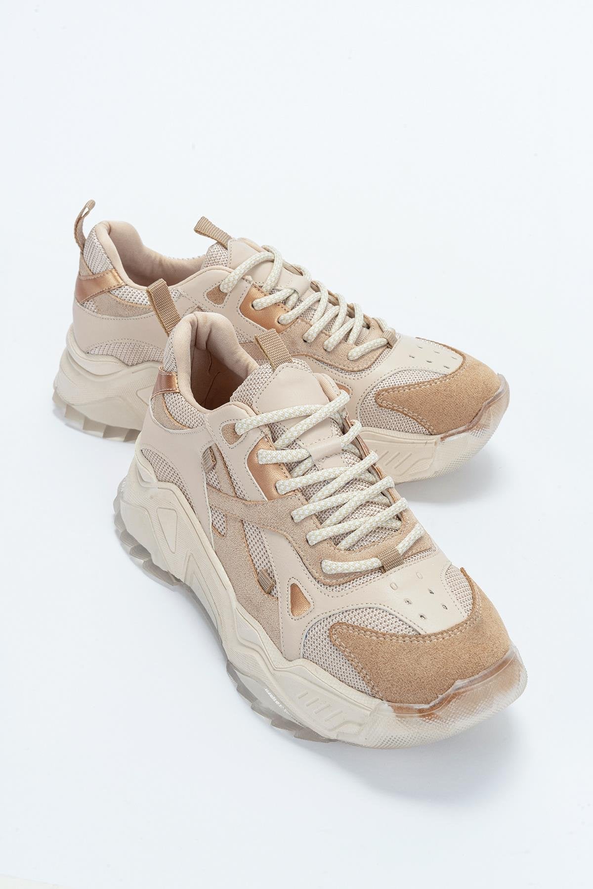 Loretta - Beige Platform Sneakers