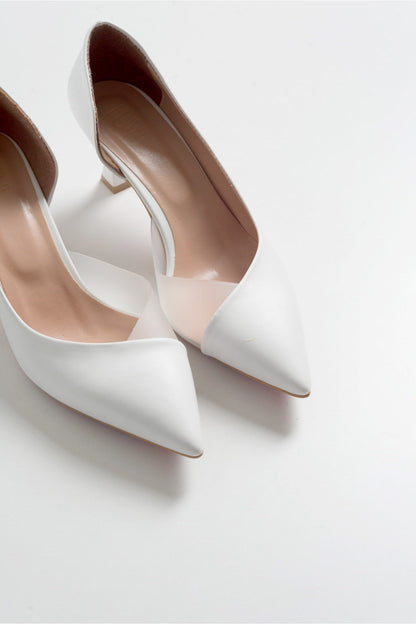 Vera White Pointed Toe Pump (Women)