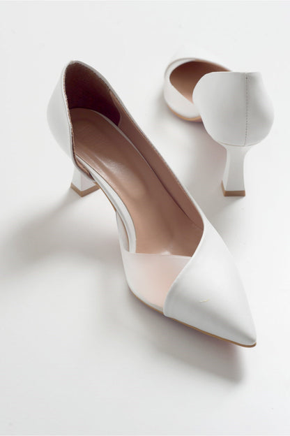 Vera White Pointed Toe Pump (Women)