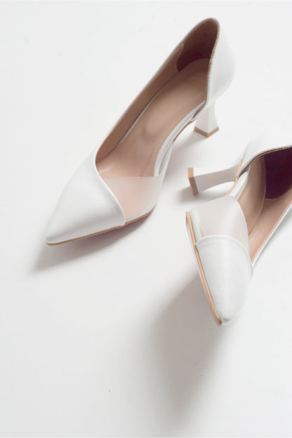 Vera White Pointed Toe Pump (Women)