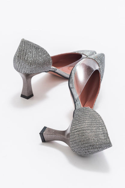 Vera Platinum Glitter Pointed Toe Pump (Women)