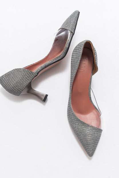 Vera Platinum Glitter Pointed Toe Pump (Women)