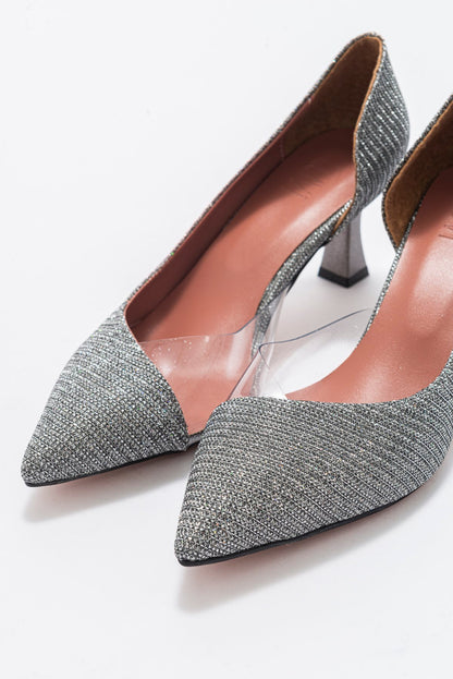 Vera Platinum Glitter Pointed Toe Pump (Women)