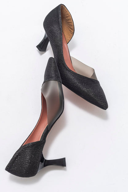 Vera Black Glitter Pointed Toe Pump (Women)