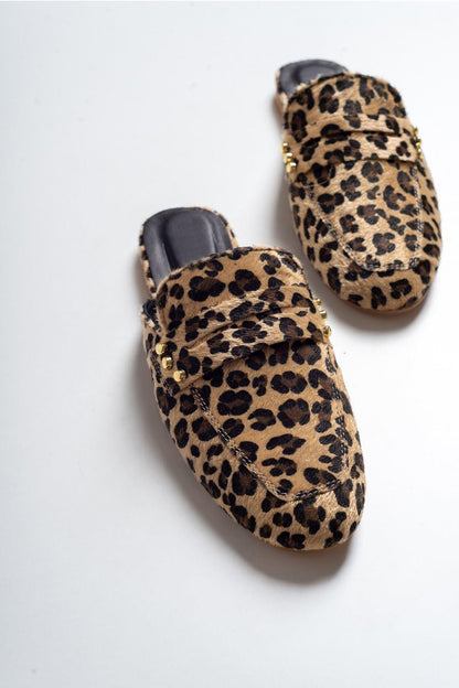 Eleonora - Leopard Print Leather Clogs (Women)