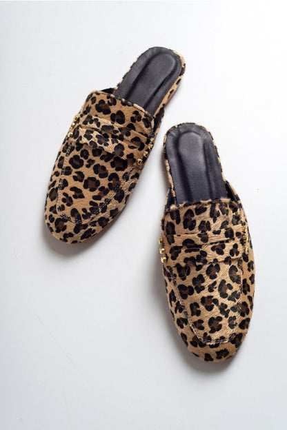 Eleonora - Leopard Print Leather Clogs (Women)