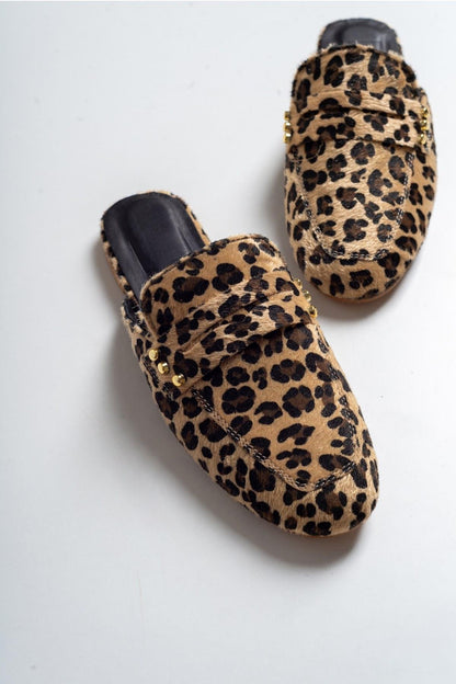 Eleonora - Leopard Print Leather Clogs (Women)