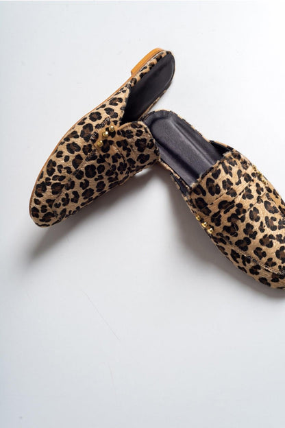 Eleonora - Leopard Print Leather Clogs (Women)