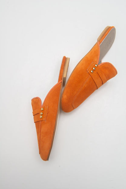 Eligia - Orange Leather Clogs (Women)