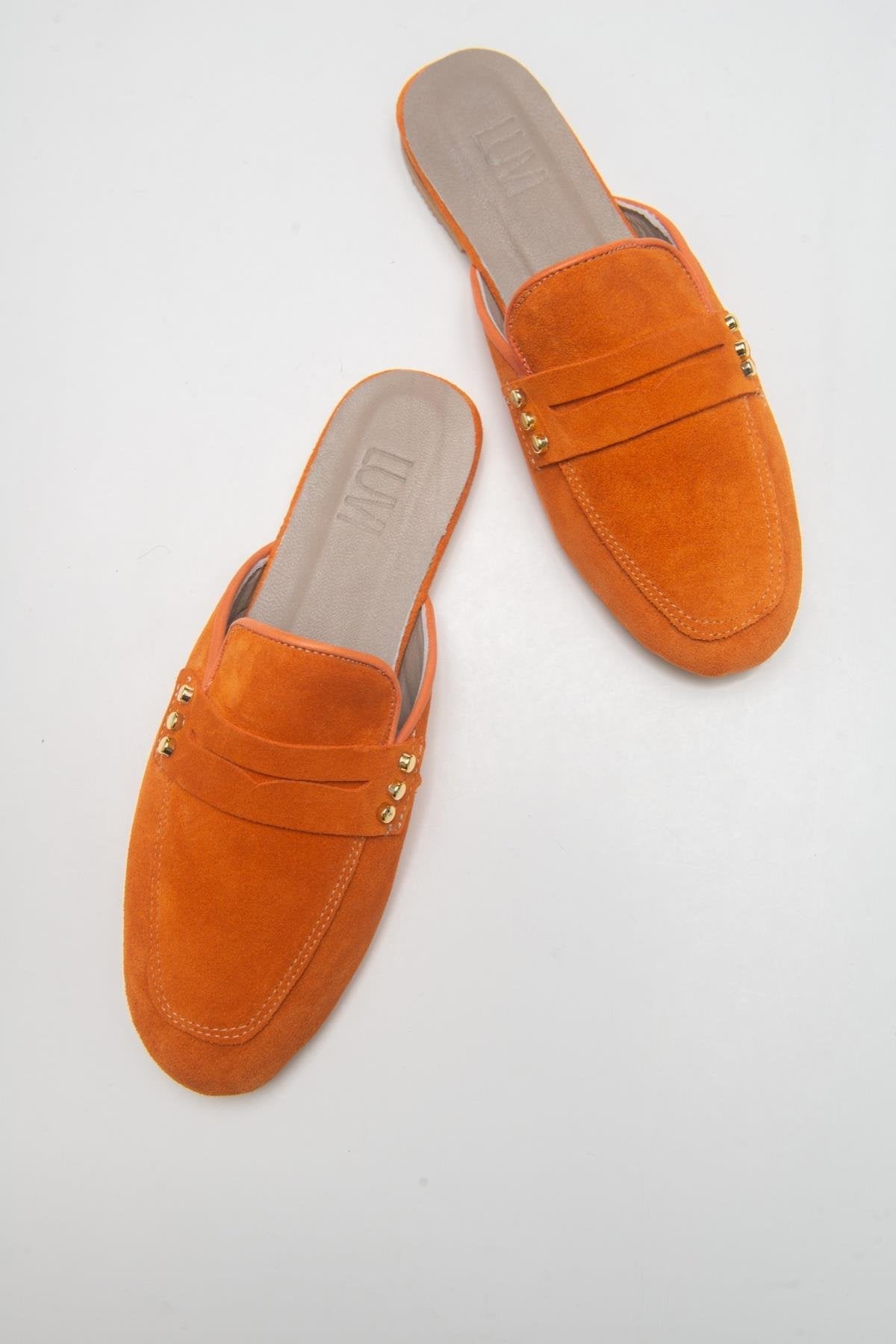 Eligia - Orange Leather Clogs (Women)