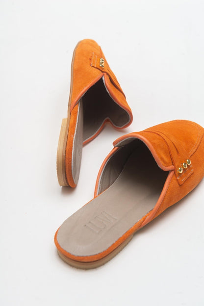 Eligia - Orange Leather Clogs (Women)