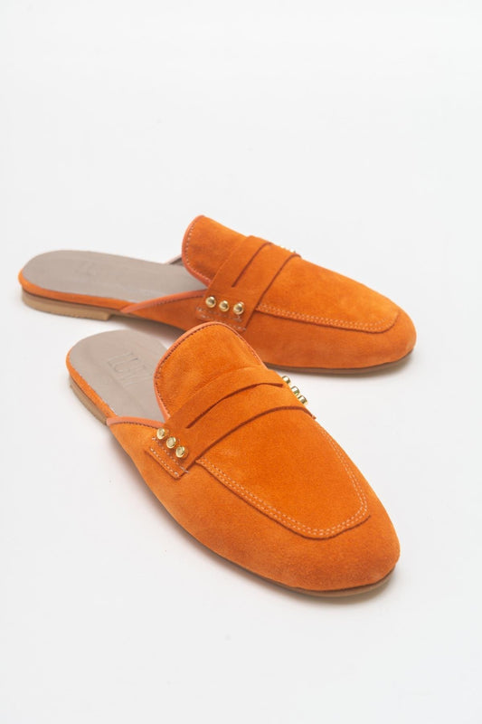 Eligia - Orange Leather Clogs (Women)