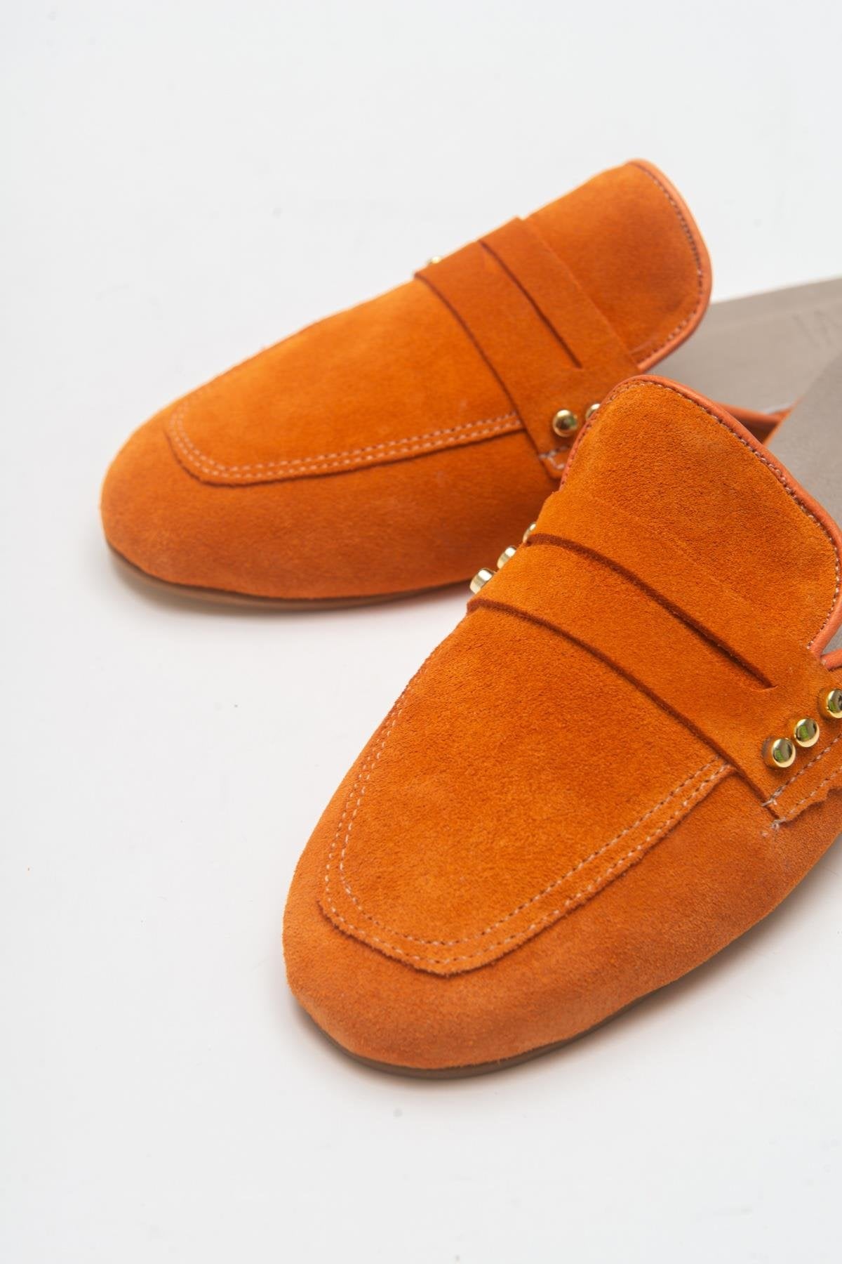 Eligia - Orange Leather Clogs (Women)