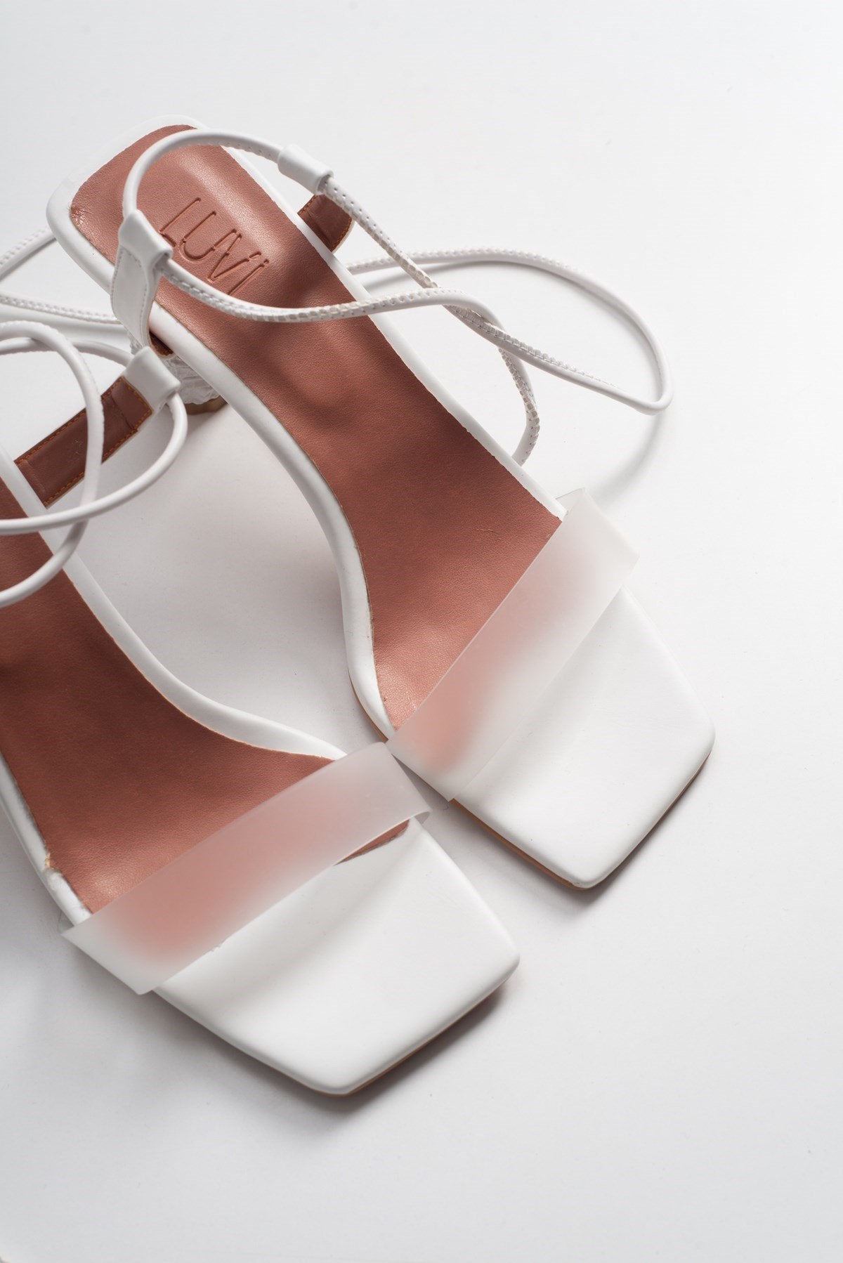 Rhea White Block Heel Sandal (Women)