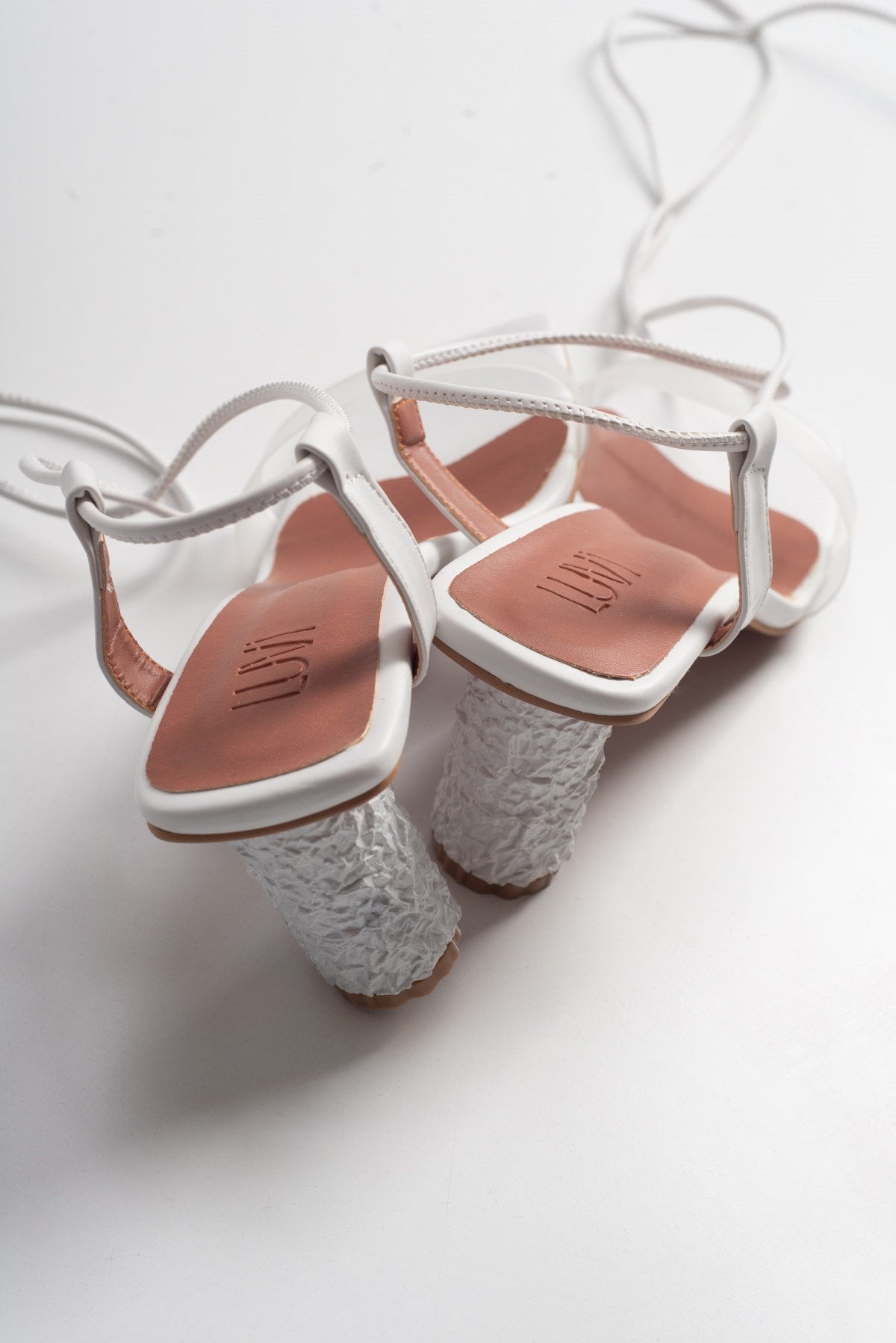 Rhea White Block Heel Sandal (Women)