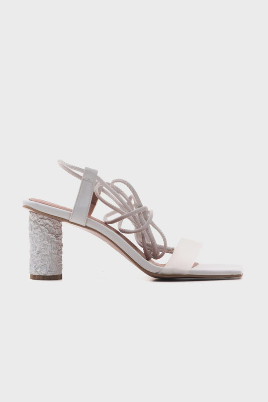 Rhea White Block Heel Sandal (Women)