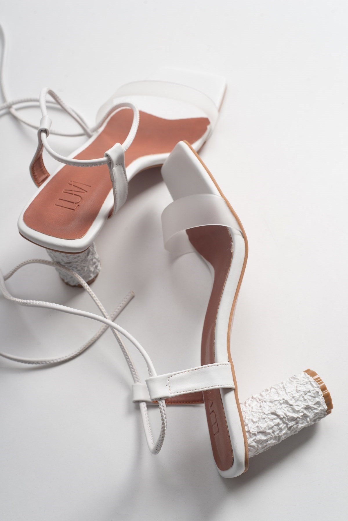 Rhea White Block Heel Sandal (Women)