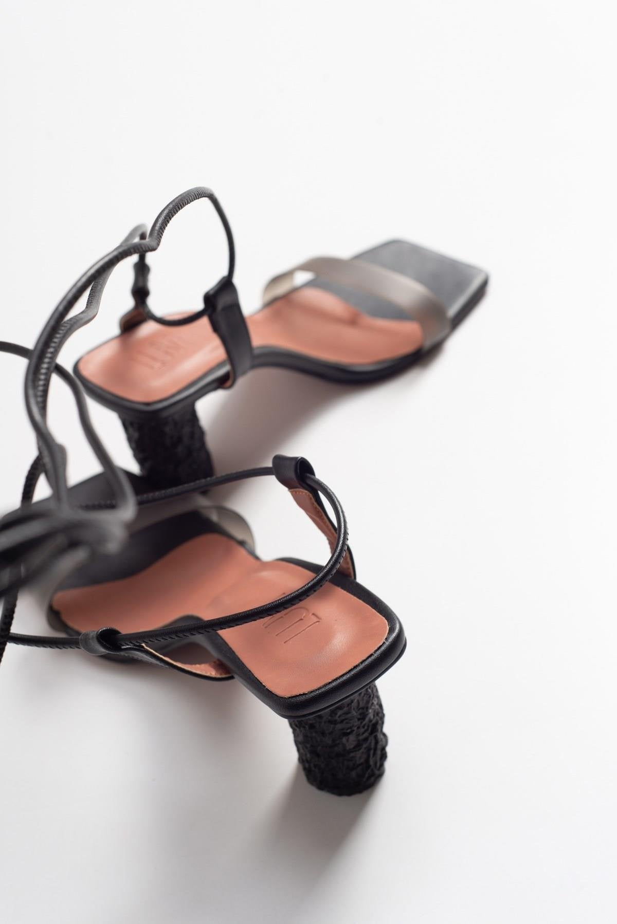 Rhea Black Block Heel Sandal (Women)