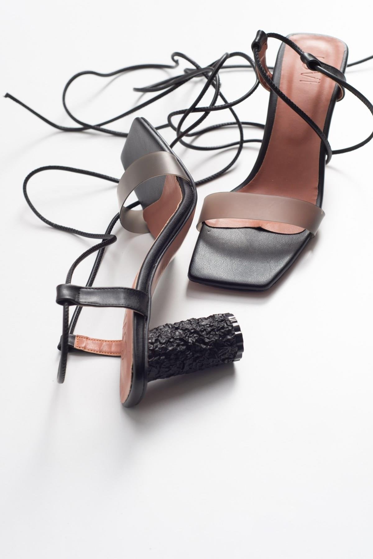 Rhea Black Block Heel Sandal (Women)