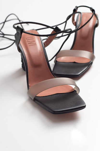 Rhea Black Block Heel Sandal (Women)