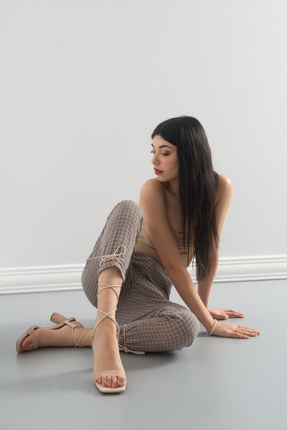 Rhea Beige Block Heel Sandal (Women)