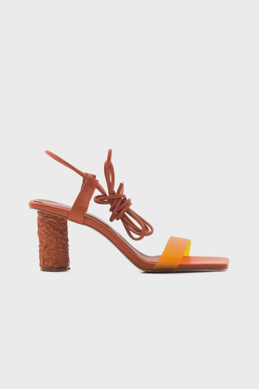 Rhea Orange Block Heel Sandal (Women)