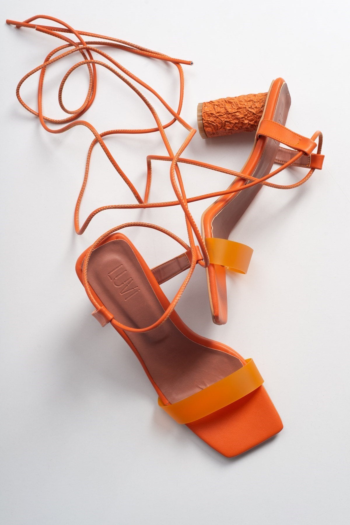Rhea Orange Block Heel Sandal (Women)