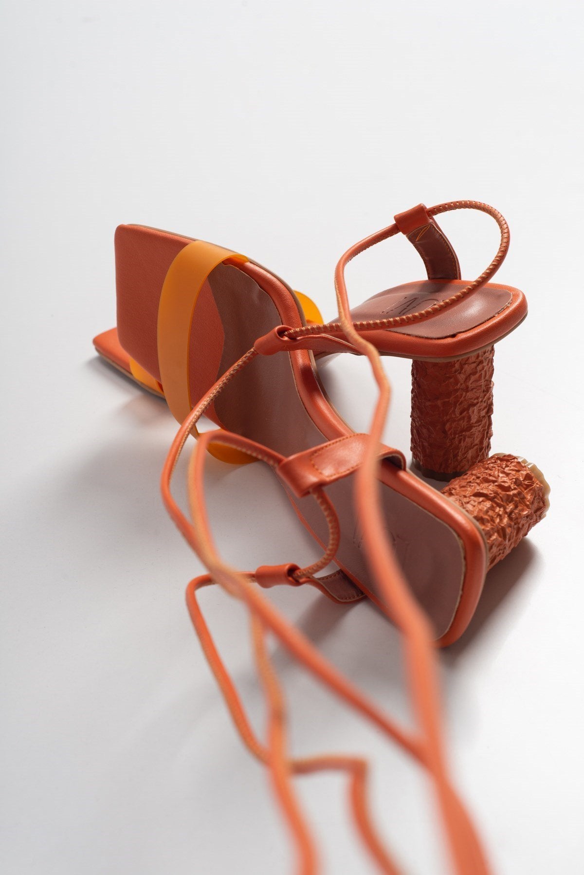 Rhea Orange Block Heel Sandal (Women)