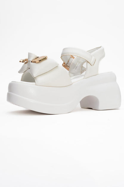 Merida White Buckle Platform Sandal (Women)
