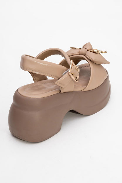 Merida Dark Beige Buckle Platform Sandal (Women)