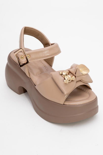 Merida Dark Beige Buckle Platform Sandal (Women)