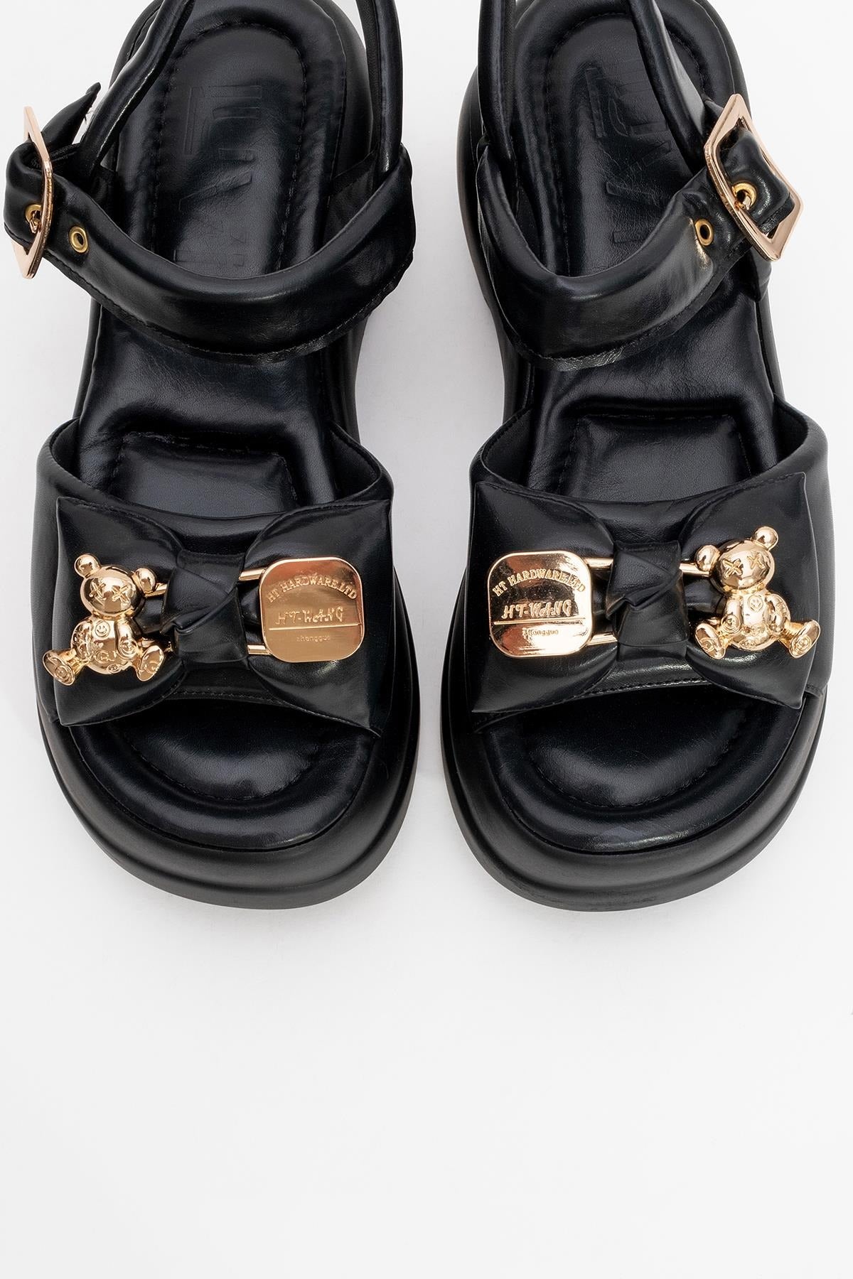 Merida Black Buckle Platform Sandal (Women)