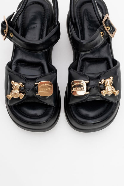 Merida Black Buckle Platform Sandal (Women)