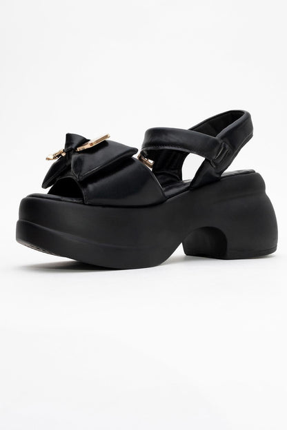 Merida Black Buckle Platform Sandal (Women)