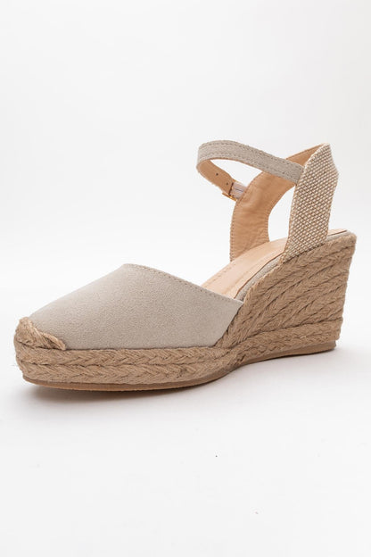 Sinta - Beige Suede Leather Platform Espadrille (Women)